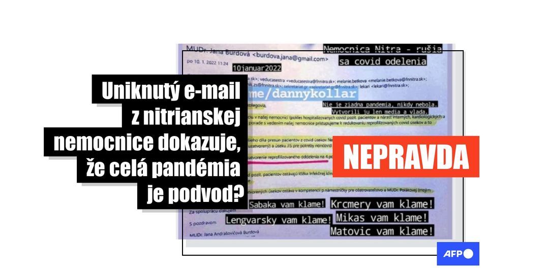 Uniknutý e-mail z nemocnice o reprofilizovaných oddeleniach zneužili pre šírenie neprávd o neexistujúcej pandémii - Featured image