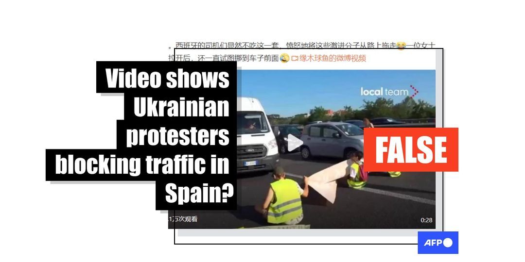 This clip shows a climate protest in Italy, not Ukrainian protesters in Spain - Featured image