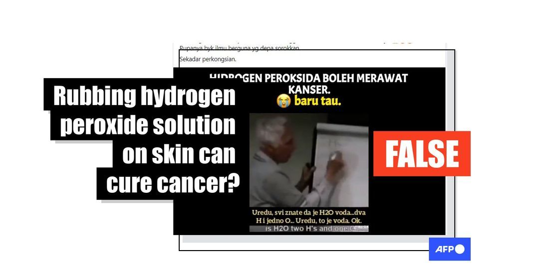 Posts falsely claim rubbing hydrogen peroxide on your skin can treat cancer - Featured image