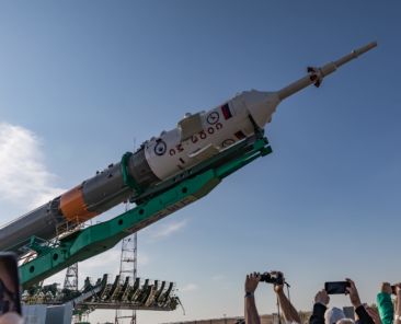 Raising_of_Soyuz_rocket_in_Baikonur
