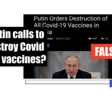 Fabricated article claims Putin called for destruction of Covid vaccines - Featured image