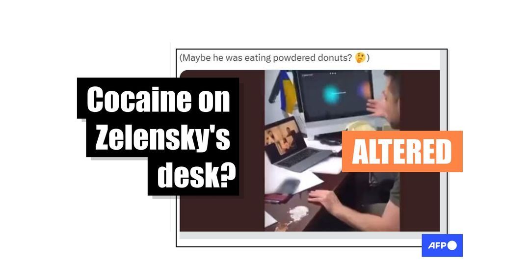 Video edited to show 'white substance' on Zelensky's desk - Featured image