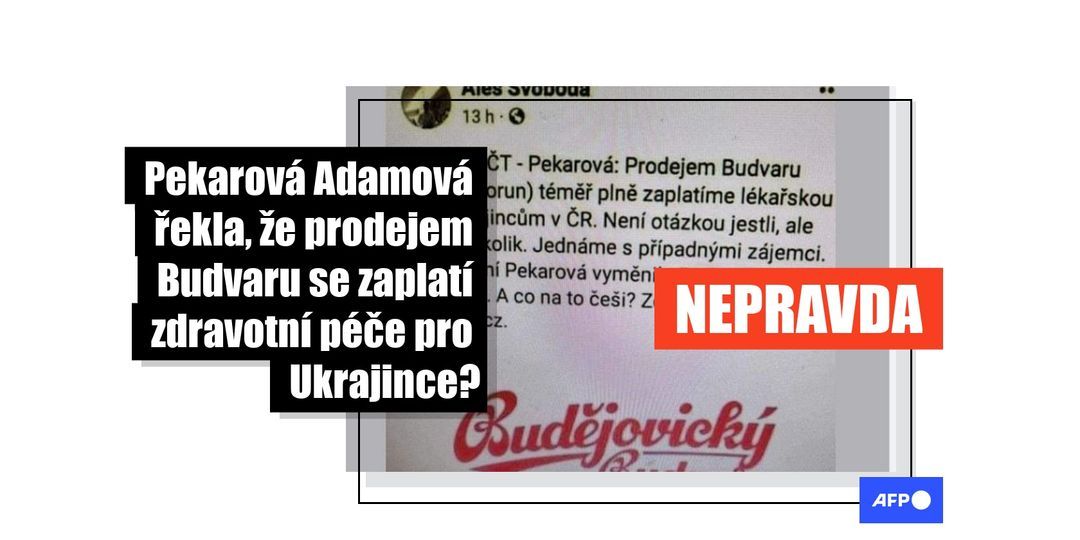 Pekarová Adamová nenavrhla financovat zdravotnickou péči pro ukrajinské uprchlíky privatizací Budvaru - Featured image