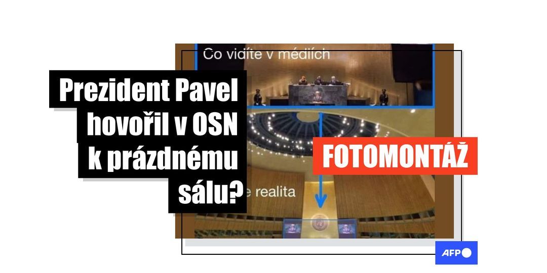 Fotografie prezidenta Pavla hovořícího k prázdnému sálu v OSN je fotomontáž - Featured image