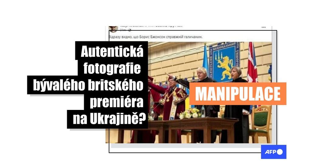 Zmanipulovaná fotografie ukazuje hajlujícího Borise Johnsona na Ukrajině - Featured image