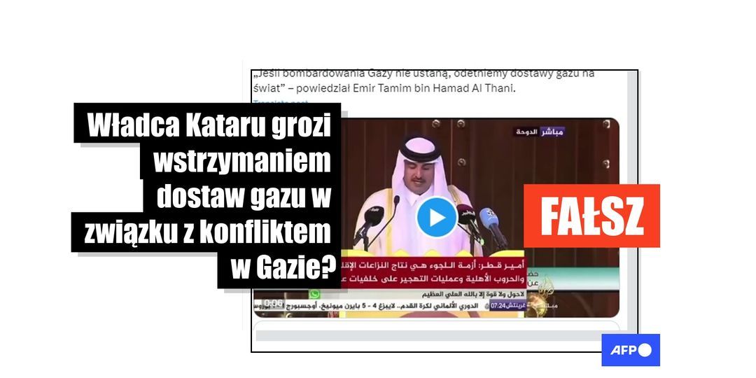 Wypowiedź Emira Kataru wykorzystano do fałszywego przekazu o rzekomym wstrzymaniu dostaw gazu w związku z konfliktem w Gazie - Featured image