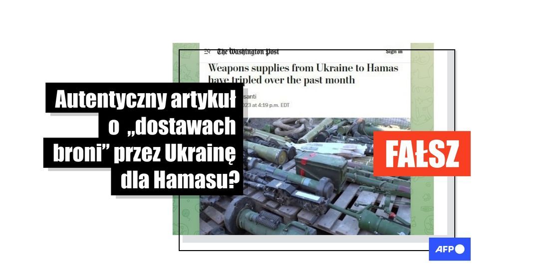 Podrobiony artykuł o dostawach broni przekazuje niepotwierdzone treści o związkach pomiędzy Ukrainą a Hamasem - Featured image