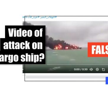 Dated footage of freighter fire falsely linked to Israel-Hamas war - Featured image