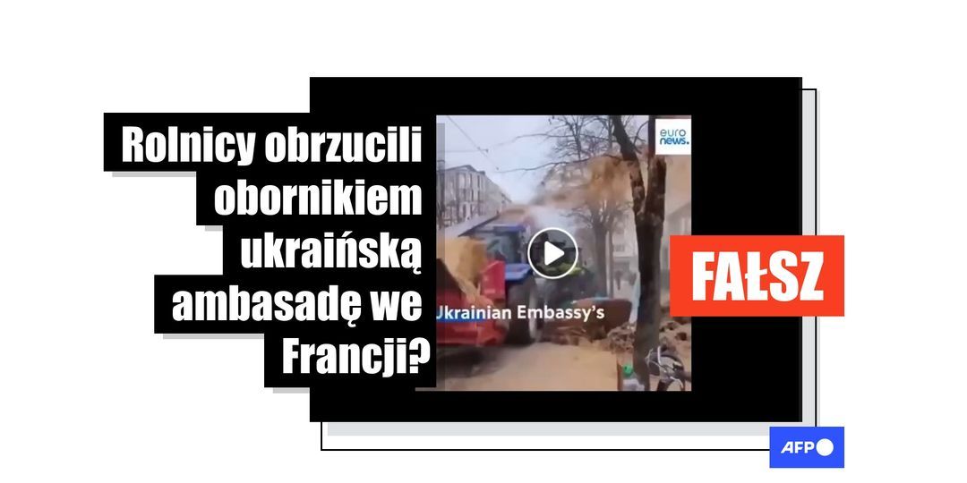 Nie, to wideo nie pokazuje rolników obrzucających ukraińską ambasadę obornikiem - Featured image