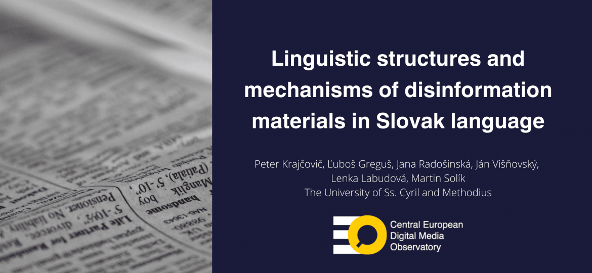 Linguistic structures and mechanisms of disinformation materials in Slovak language (1)