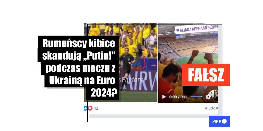 Euro 2024: film z rumuńskimi kibicami skandującymi „Putin!” i zdjęcia flagi DRL na meczu Rumunia - Ukraina to przeróbki - Featured image