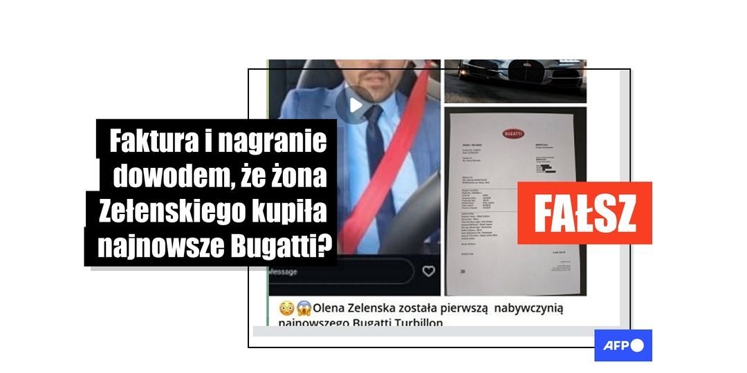 Ołena Zełenska nie kupiła najnowszego modelu Bugatti: sfabrykowane dowody pochodzą z rosyjskiej witryny - Featured image