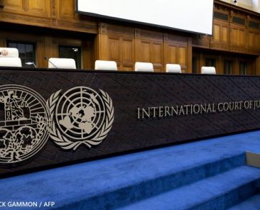 This photograph shows a view of the International Court of Justice (ICJ) during a hearing as part of South Africa's request on a Gaza ceasefire in The Hague, on May 24, 2024, amid the ongoing conflict between Israel and the Hamas movement. - Pretoria has urged the International Court of Justice to order an "immediate" stop to Israel's campaign, including in the southern area of Rafah, and facilitate access of humanitarian aid. (Photo by Nick Gammon / AFP)