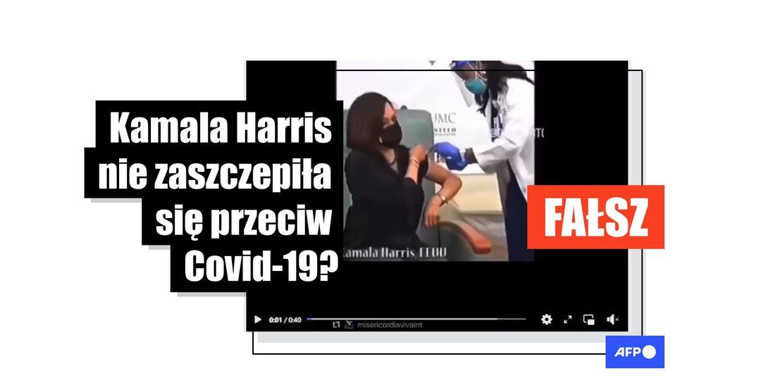 Uwaga na wprowadzające w błąd nagranie przedstawiające Kamalę Harris podczas szczepienia przeciwko Covid-19 - Featured image