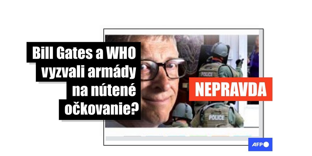 Tvrdenie, že Bill Gates a WHO vyzvali armádu, aby vynucovala očkovanie, je vytrhnuté z kontextu - Featured image