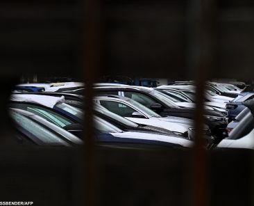 New cars of various brands that are parked ready for sale at a car logistics terminal in Essen, western Germany, on November 22, 2024. - German third-quarter growth was downgraded on November 22, 2024 with official data showing it expanded even more weakly than previously thought, in a new blow for Europe's top economy as it battles multiple headwinds. (Photo by Ina FASSBENDER / AFP)