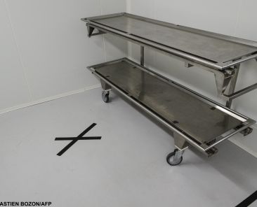 EDITORS NOTE: Graphic content / This picture taken at the Pasteur hospital's morgue in Colmar, eastern France, on June 7, 2021 shows empty stretchers. (Photo by SEBASTIEN BOZON / AFP)